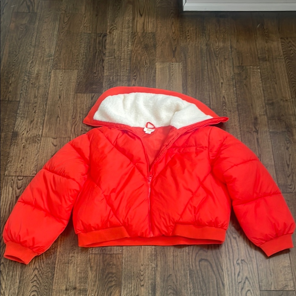 Anthropologie Maeve Red Orange Quilted Puffer Jacket High Collar 2XL